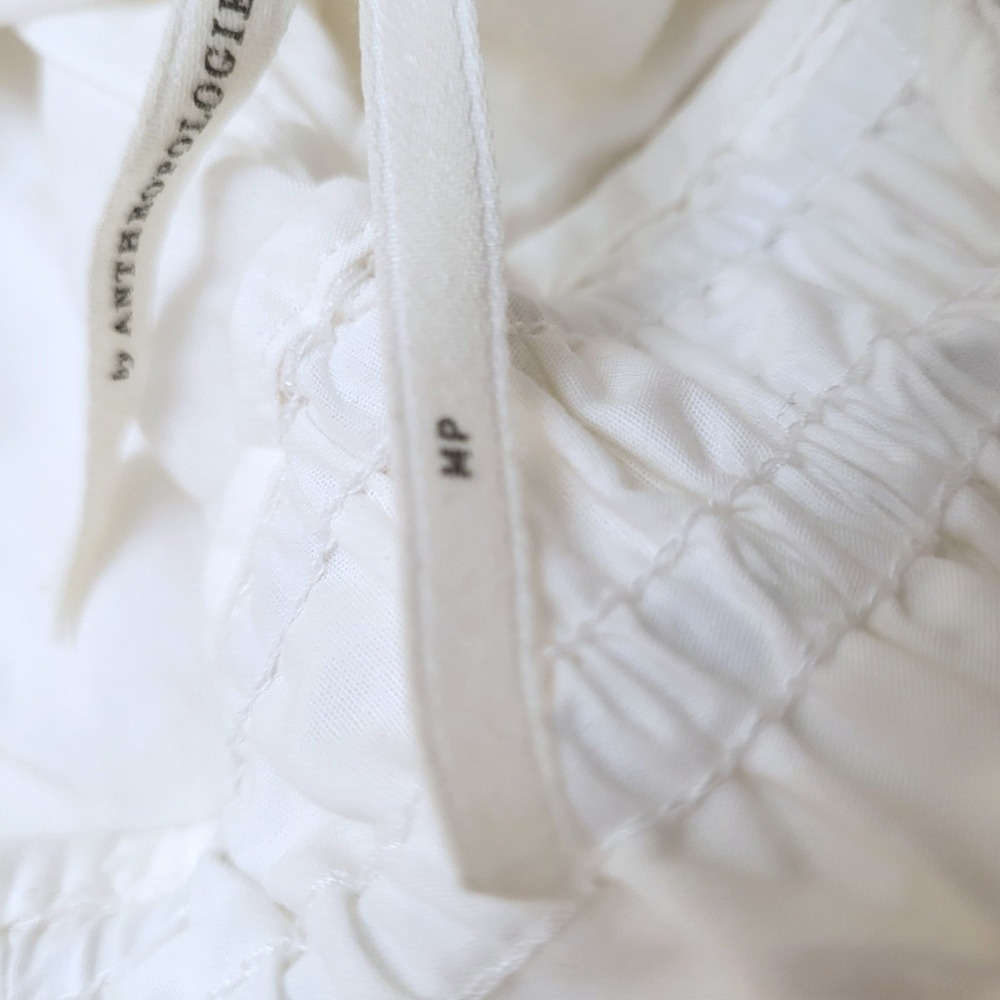 Anthropologie Somerset White Tiered Smocked Countrycore Cottage Maxi Skirt PM - Picture 6 of 9